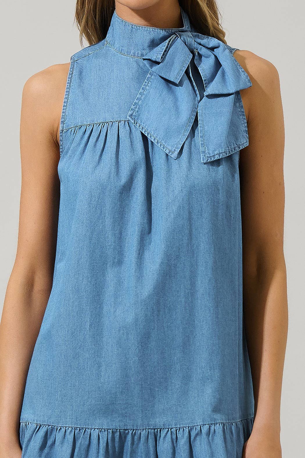 Denim Albie Bow Mini Dress
