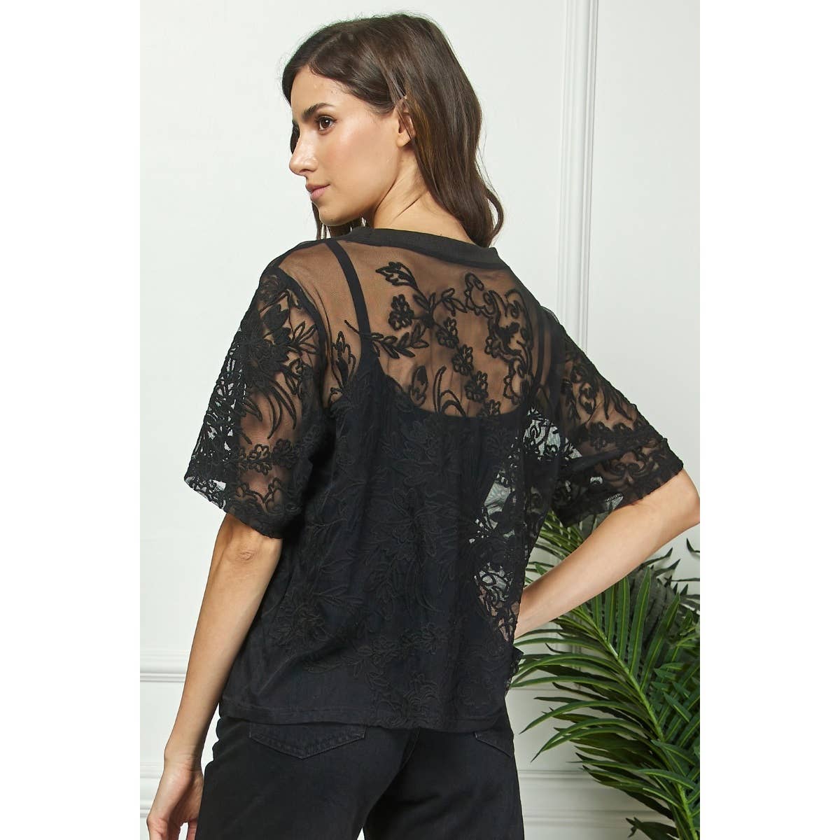 Crochet Flower Lace Mesh Top
