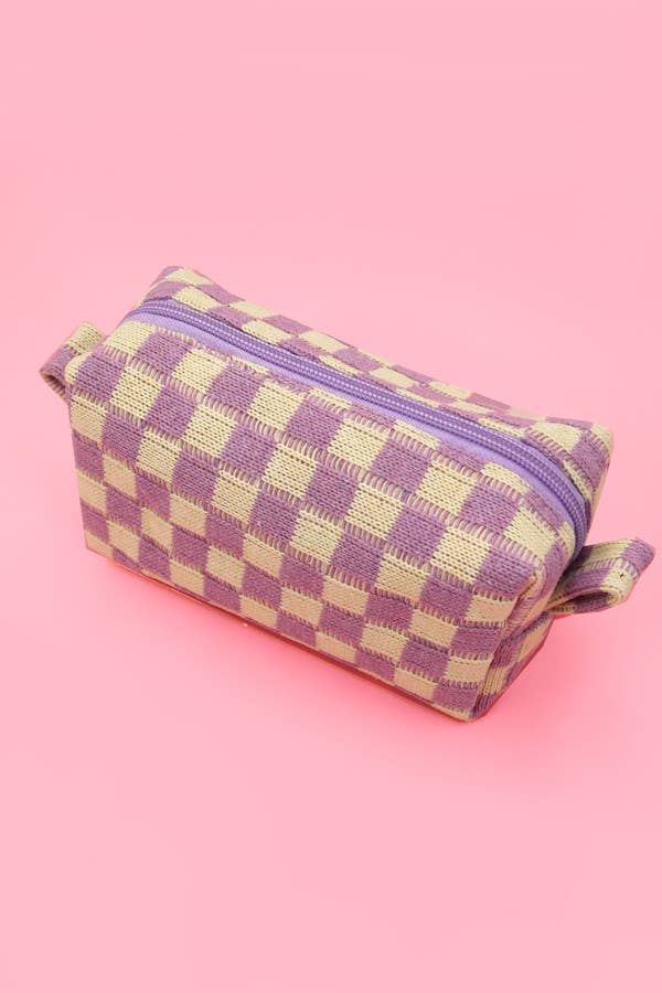 Checker Makeup Pouch Bag