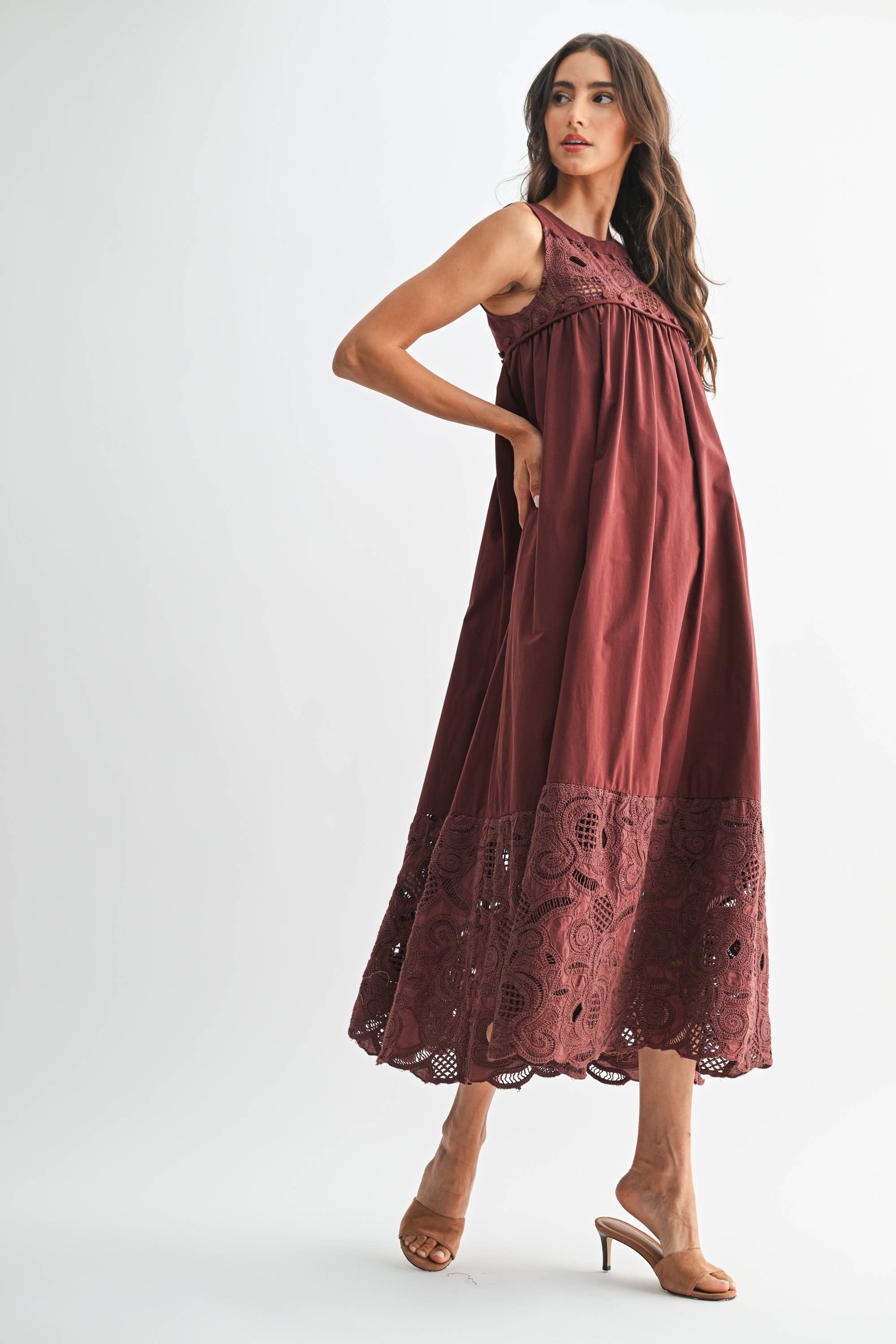 Boho Maxi Dress with Lace Details