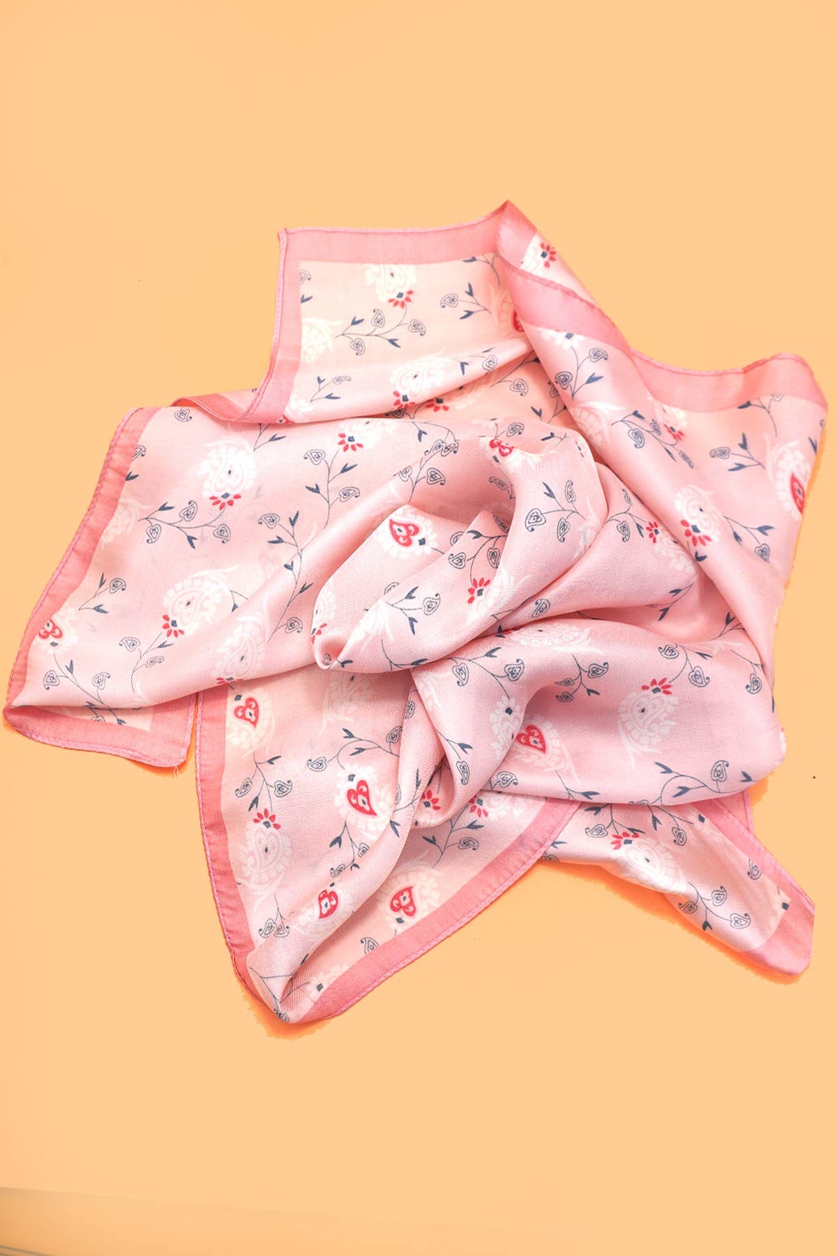 Flower Print Faux Silk Bandana Scarf