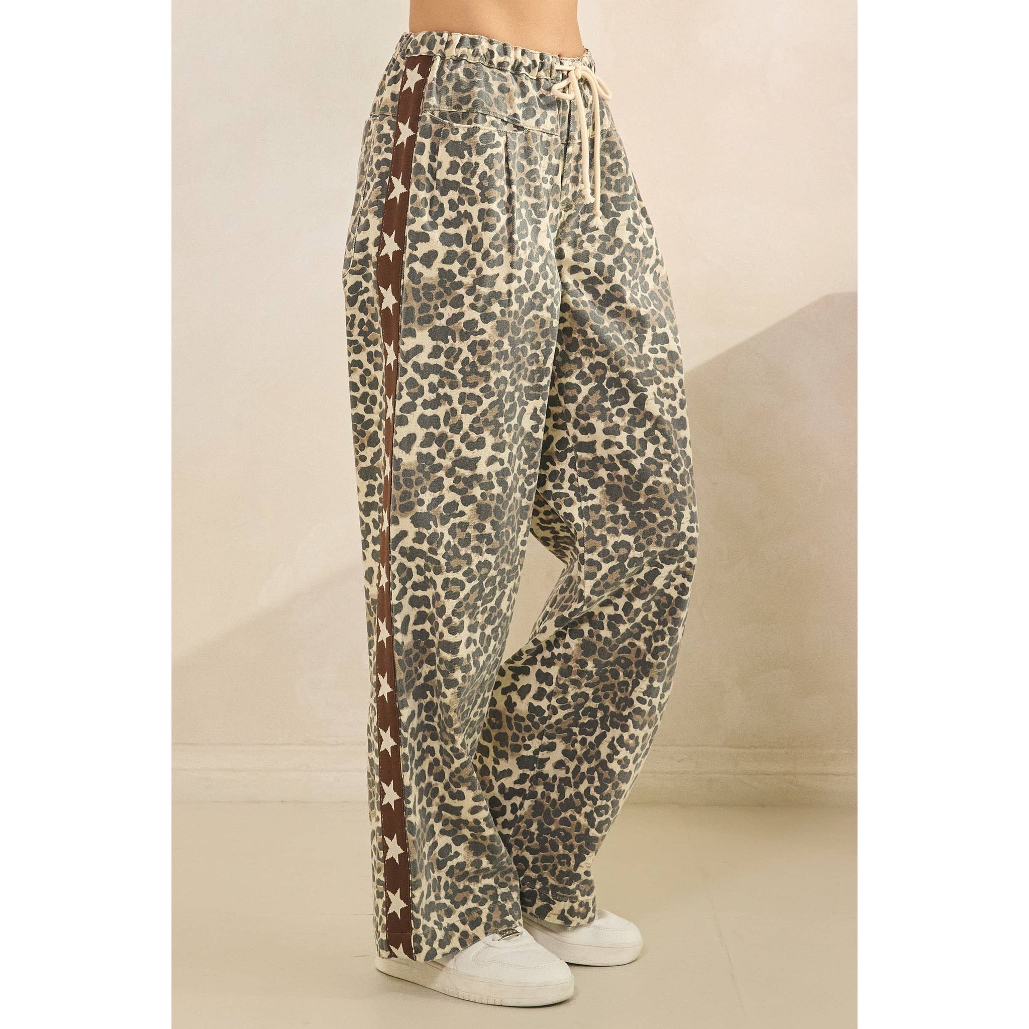 Leopard Striped Wide-Leg Pants