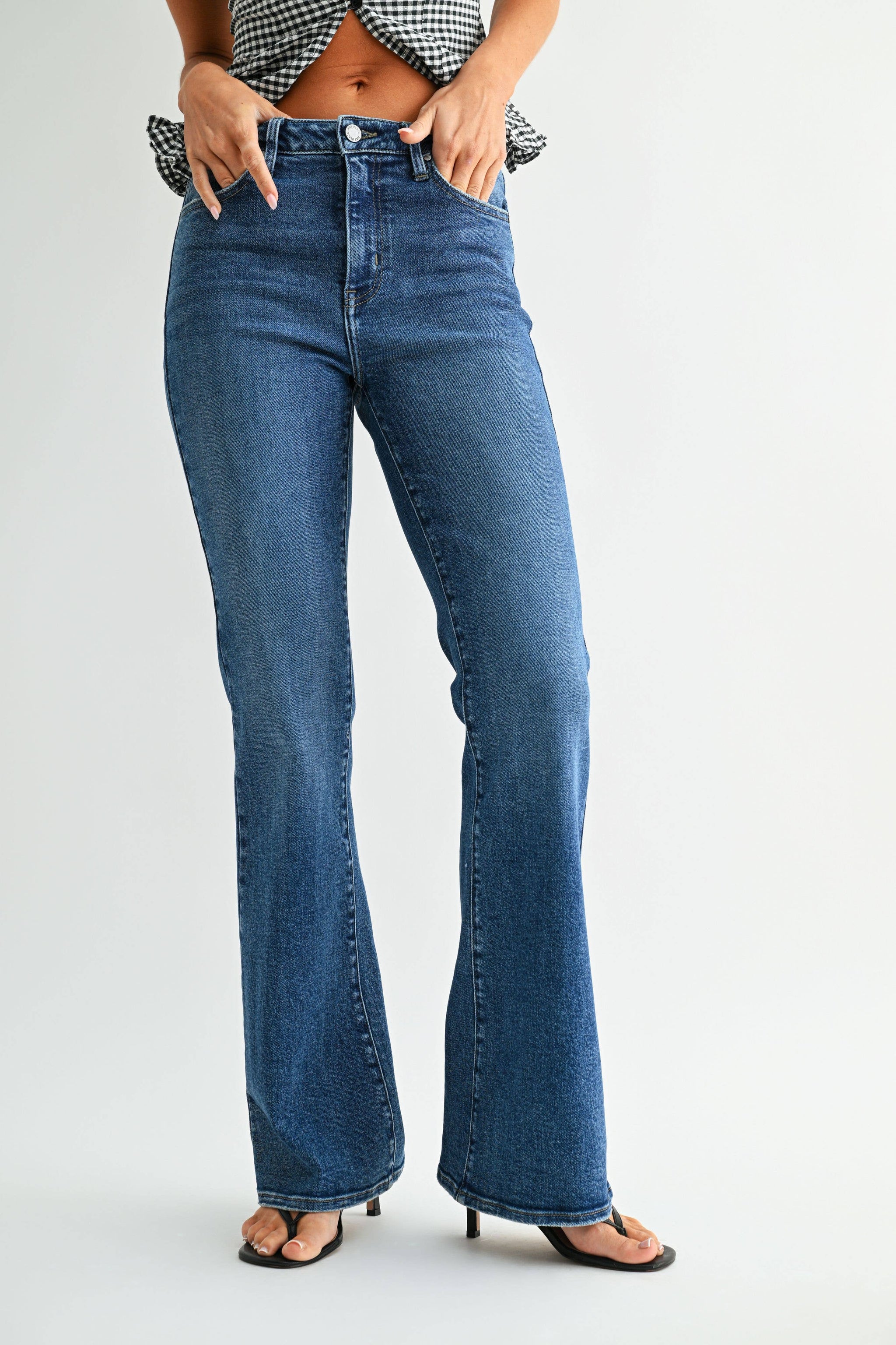 Dark Wash High-Rise Flare Jeans