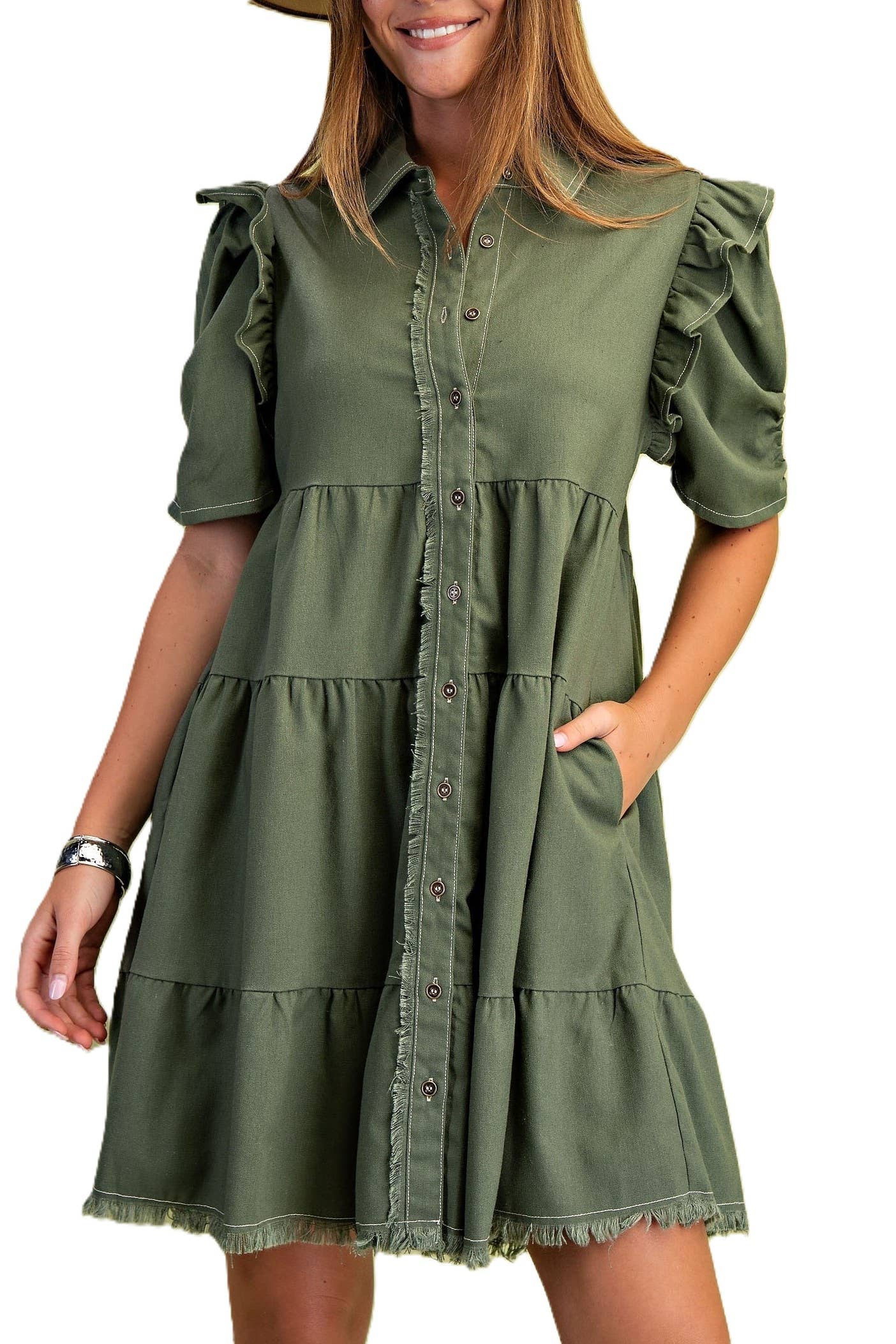 Linen Button-Up Shirt Dress