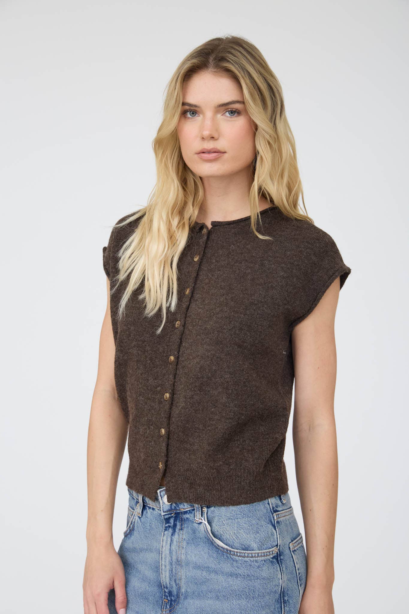 Button-Front Knit Vest