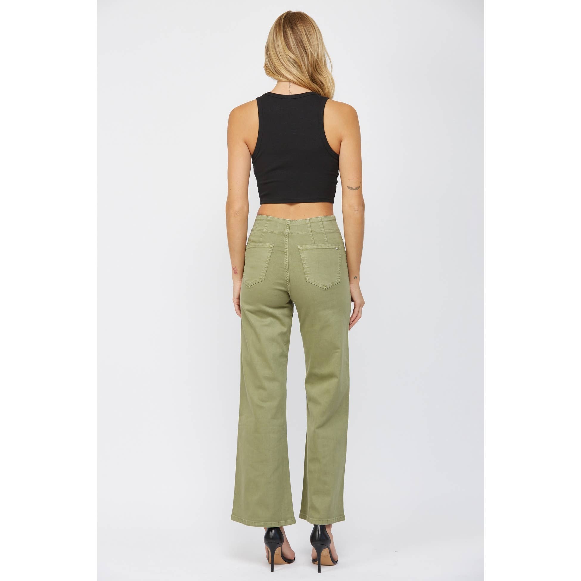 Olive High Rise Wide Leg Pants