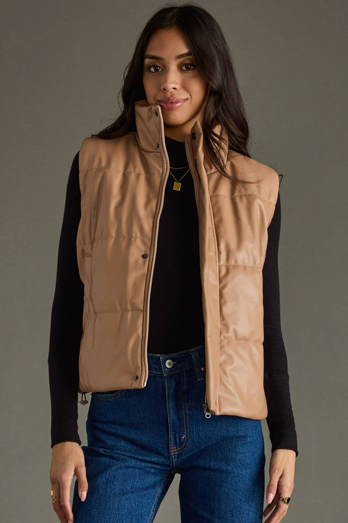 Tan Faux Leather Vest