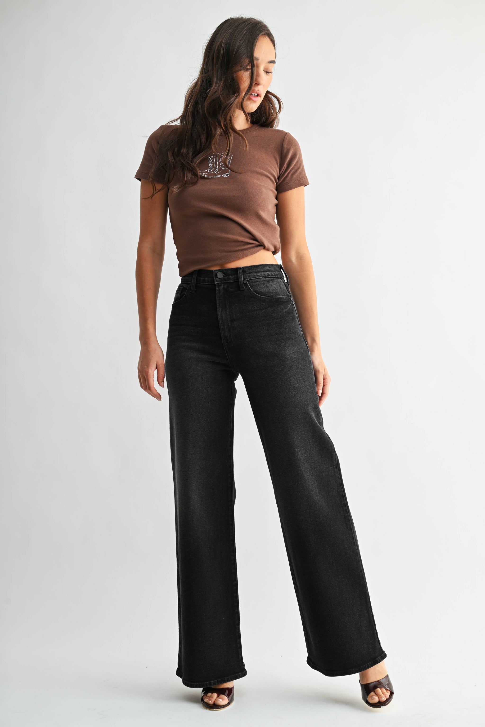Washed Black Palazzo Jeans