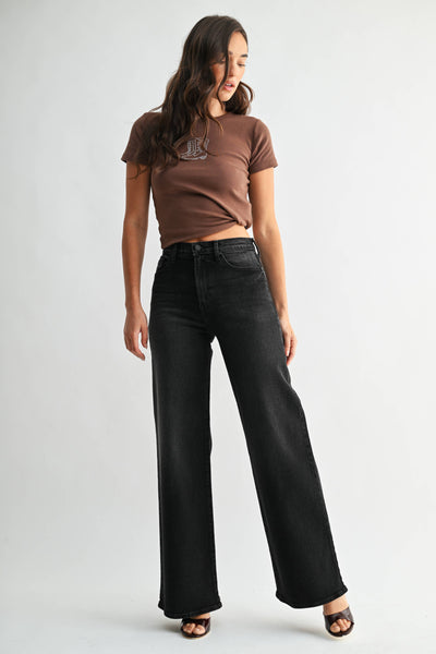 Washed Black Palazzo Jeans