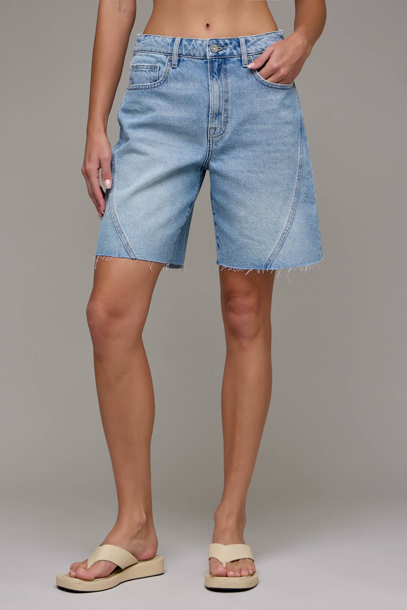 Medium Wash 8" Inseam Baggy Shorts