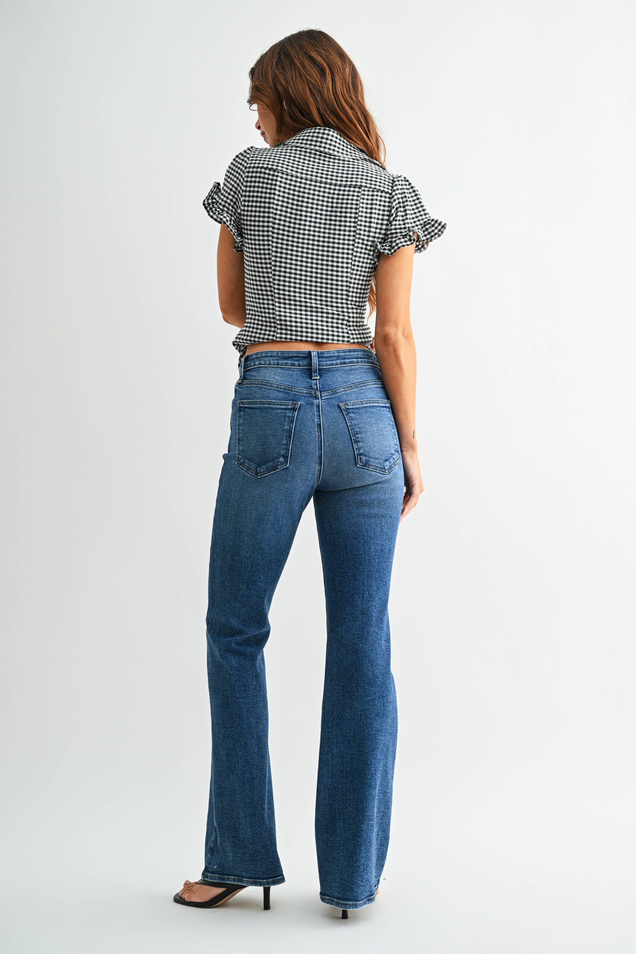 Dark Wash High-Rise Flare Jeans