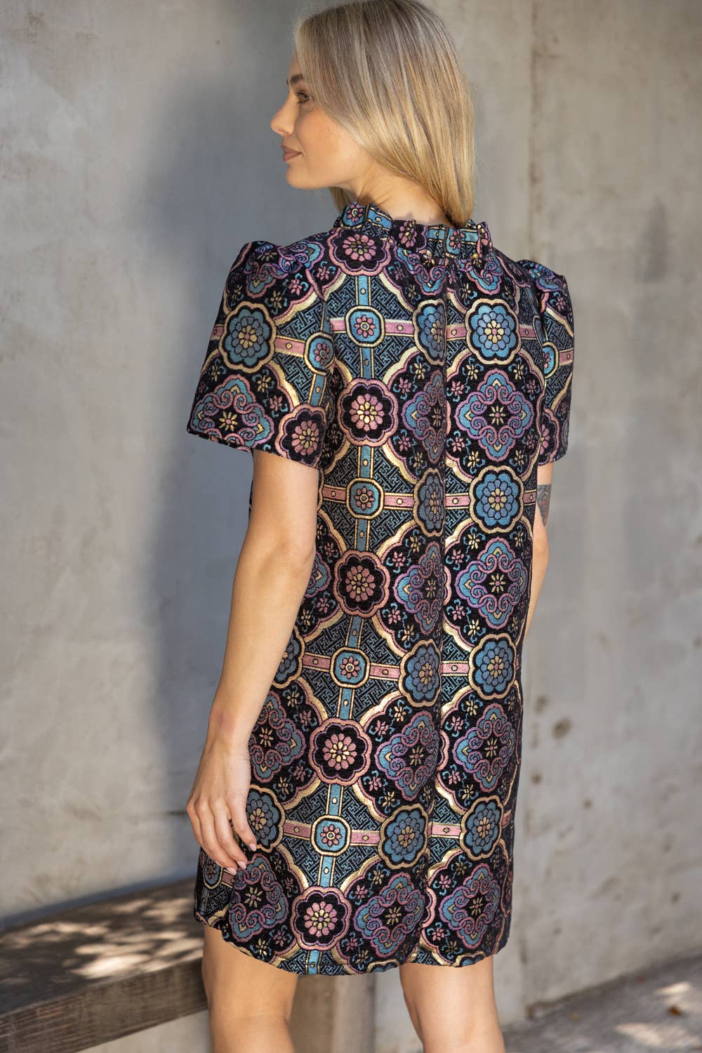 Multi Mandala Jaquard Sheath Dress