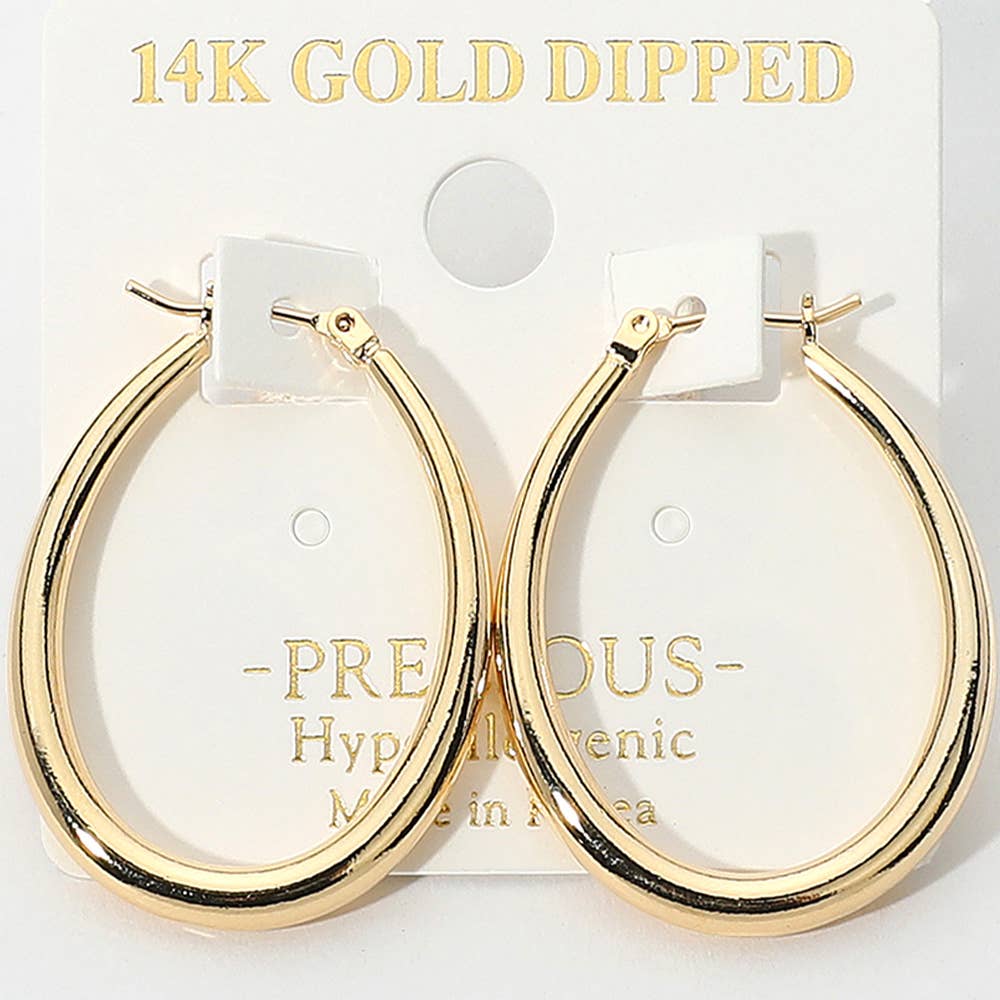 Oval Pin Catch Hoop Earrings