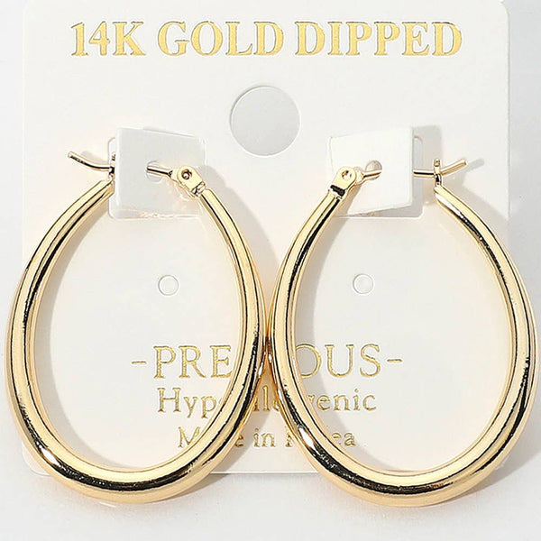 Oval Pin Catch Hoop Earrings