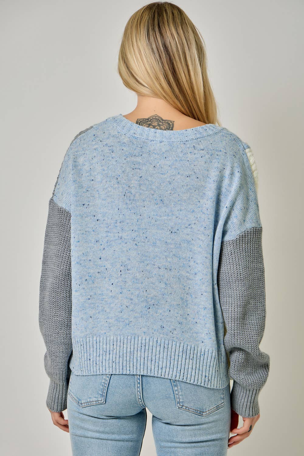 Oatmeal Color Block V-Neck Sweater