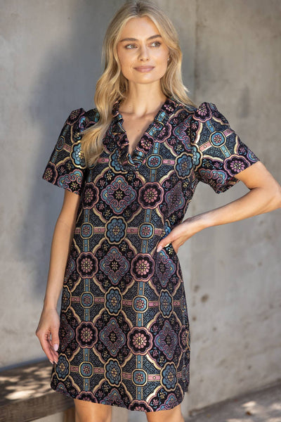Multi Mandala Jaquard Sheath Dress