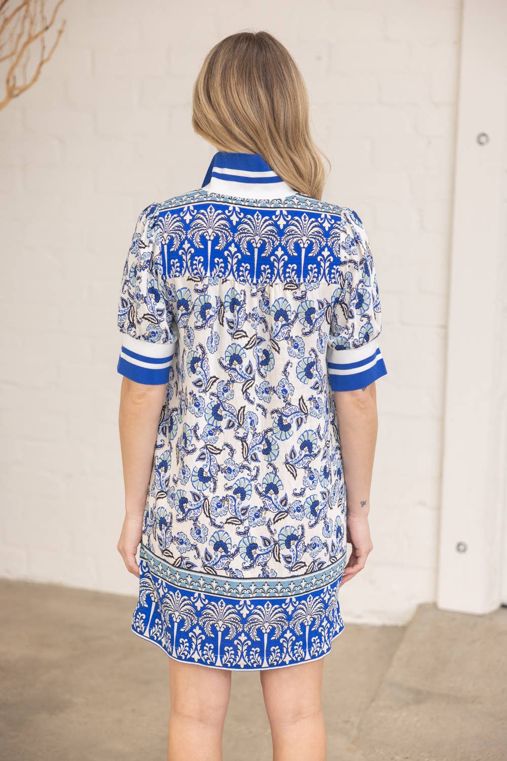 Paisley Border Half-Zip High Neck Dress