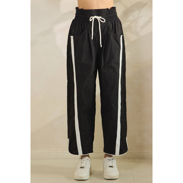 Black Track Pants with Stripe Details