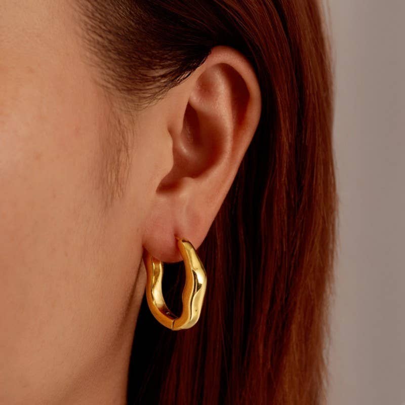 18K Stainless Steel U-Shape Hoop Earrings