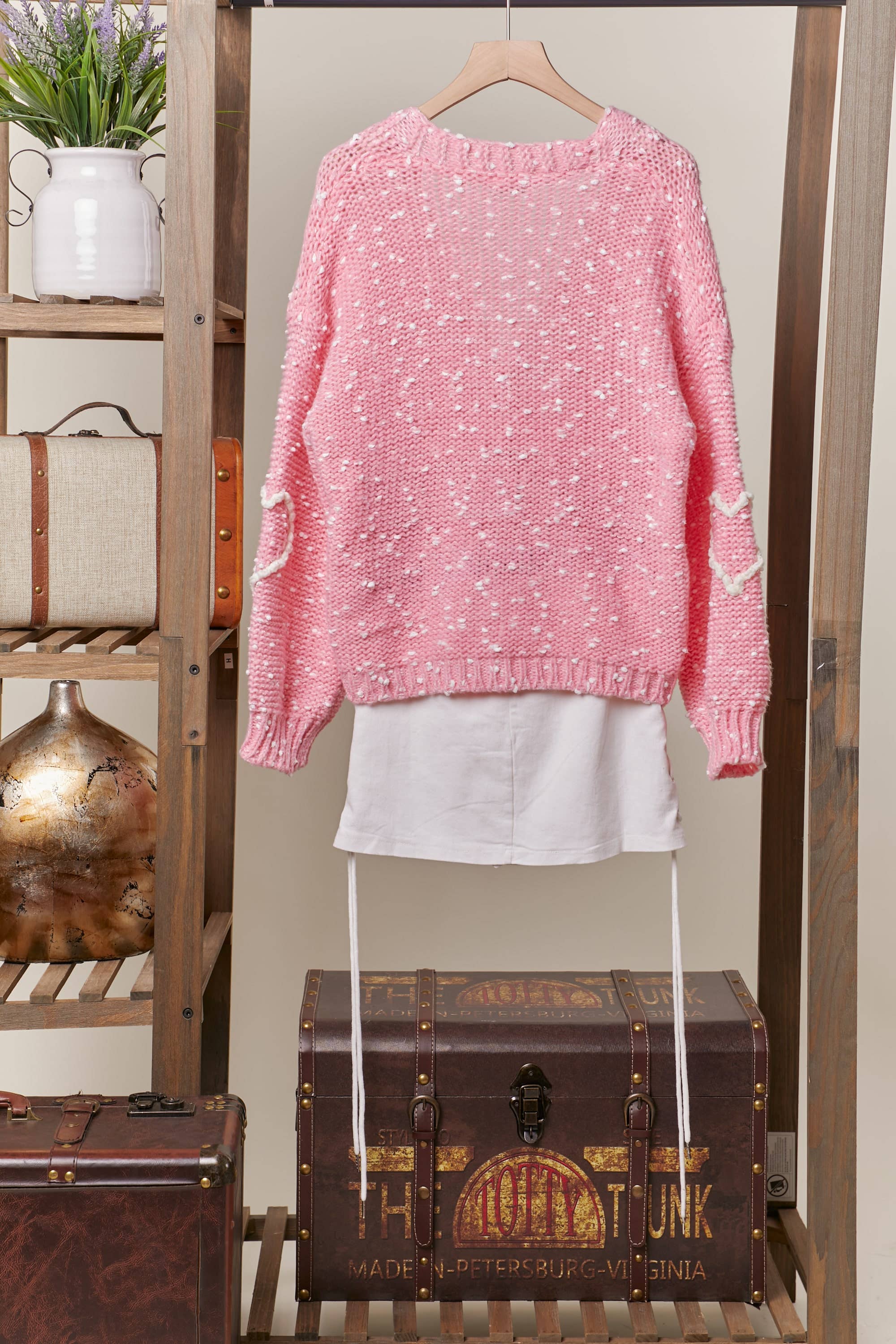 Pink Cardigan with Heart Overstitch