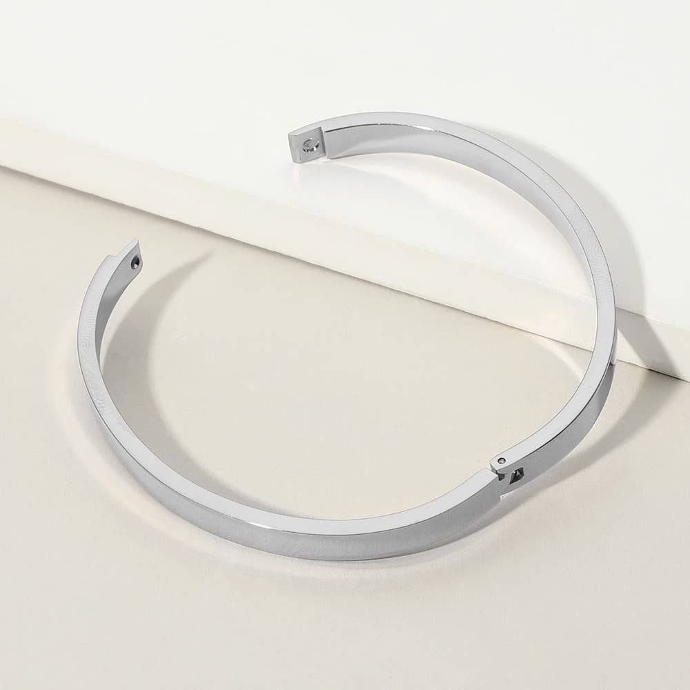 Stainless Steel Hinged Bangle Bracelet