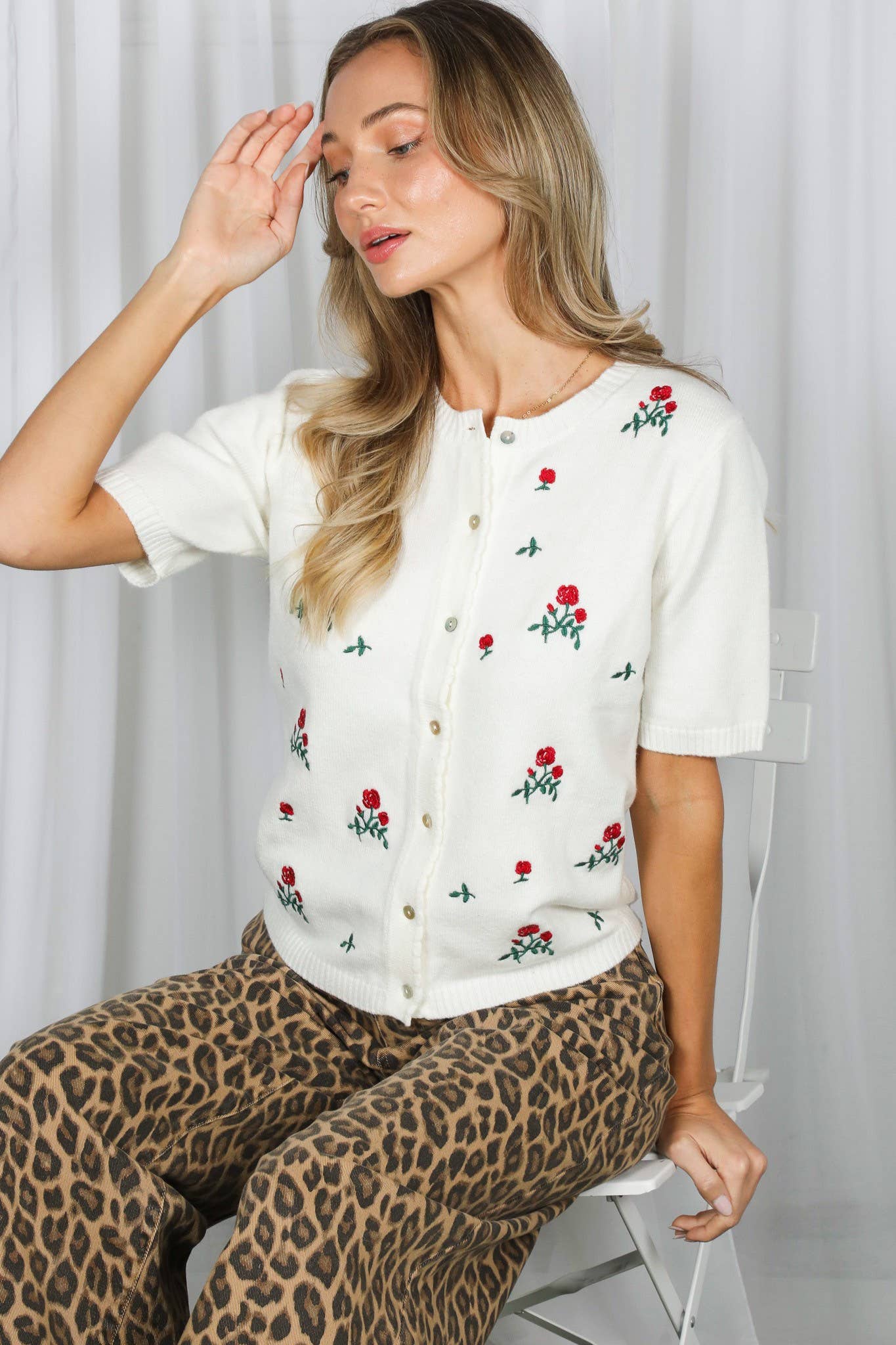 Brown Leopard Print Cropped Stretch Jeans