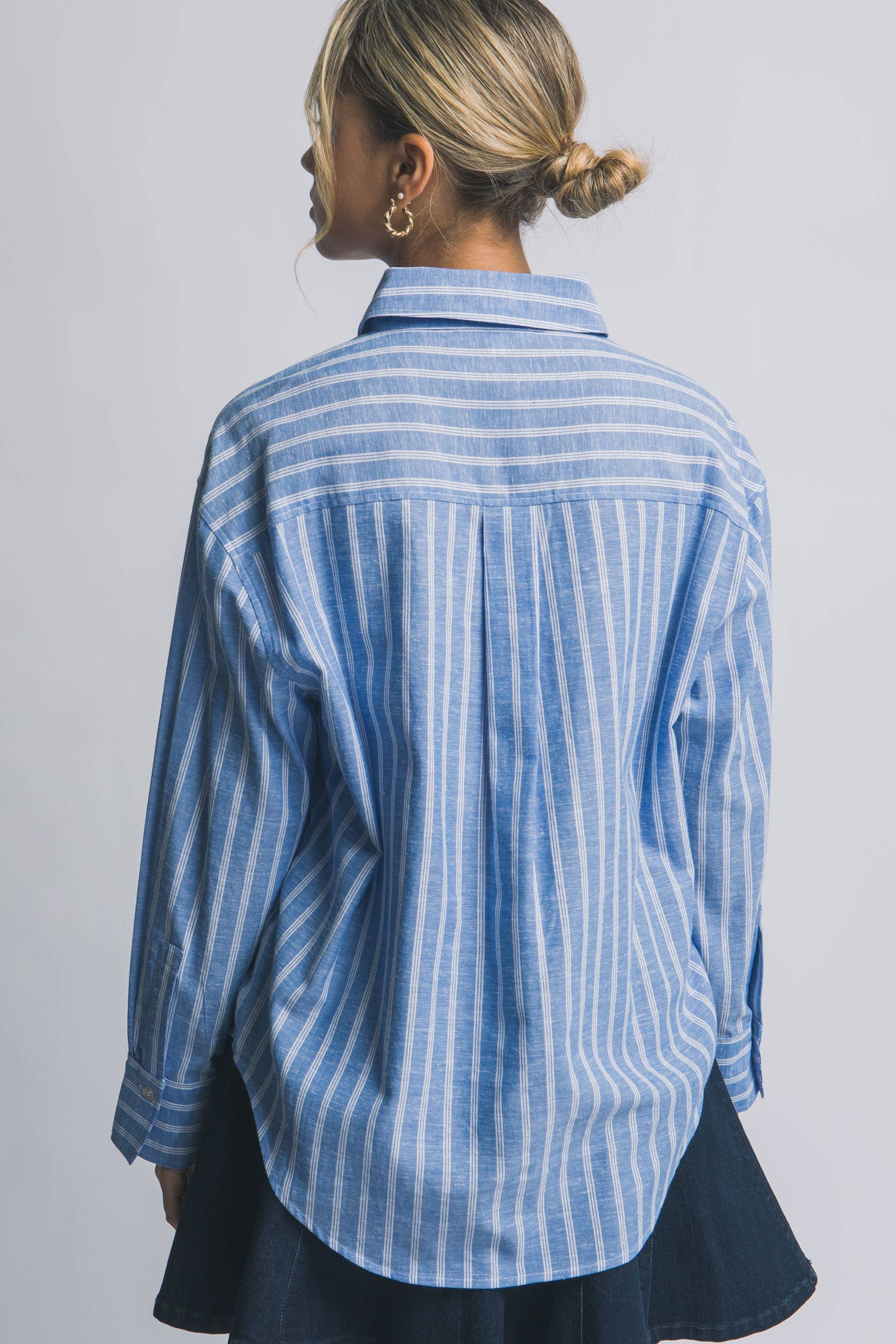 Oversized Button-Down Stripe Shirt