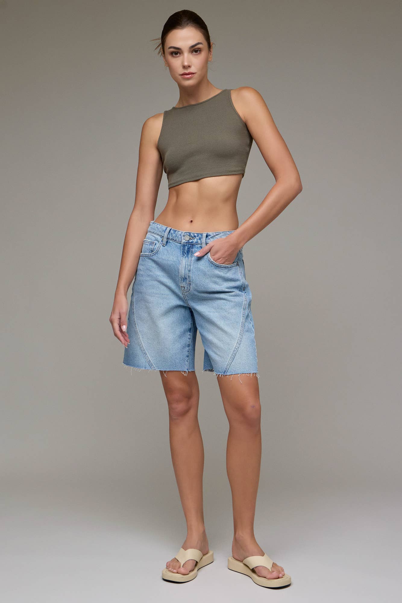 Medium Wash 8" Inseam Baggy Shorts