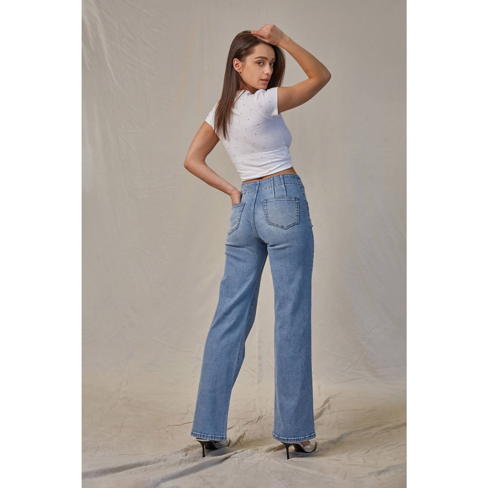 Light Wash High Rise Wide Leg Jean