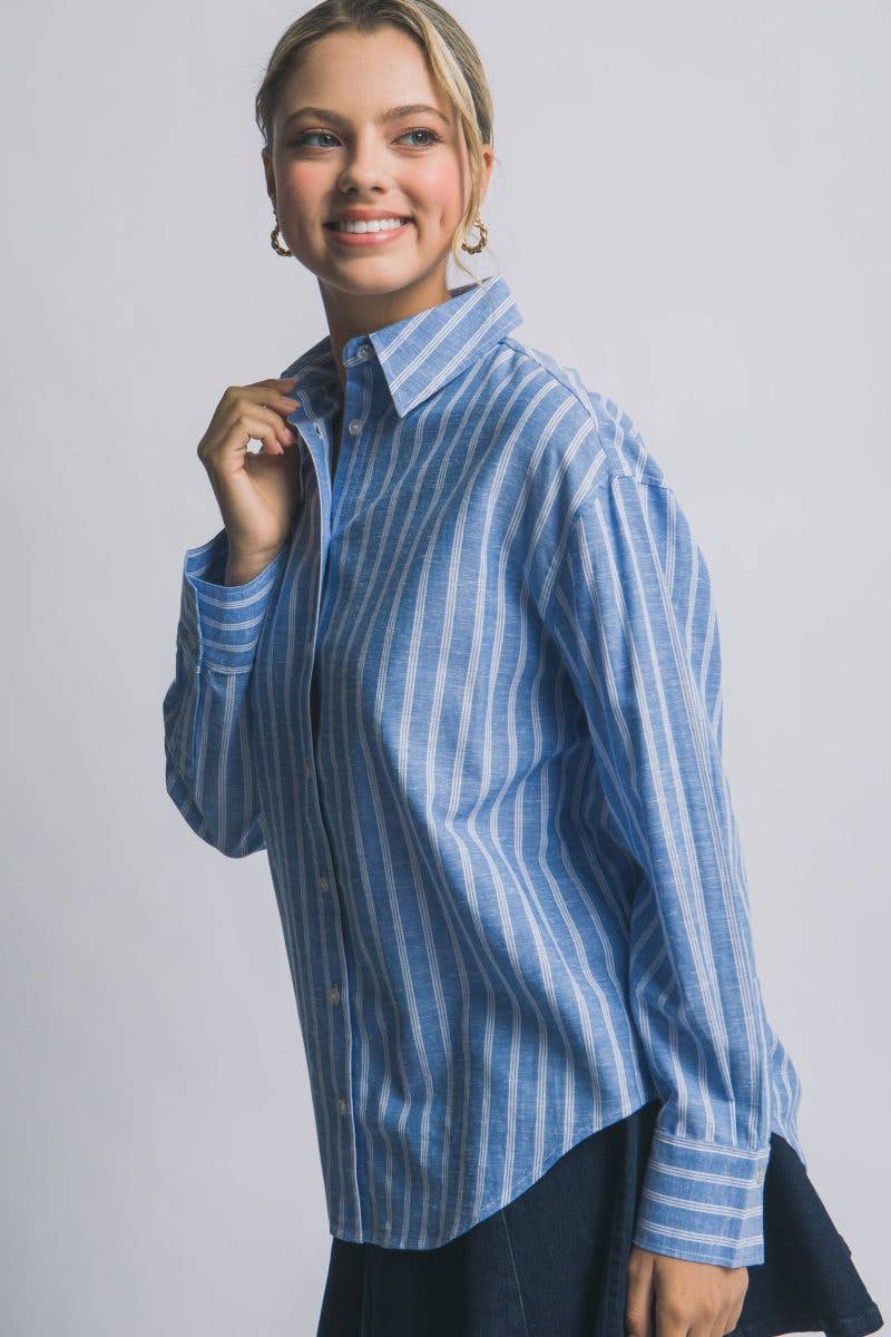 Oversized Button-Down Stripe Shirt