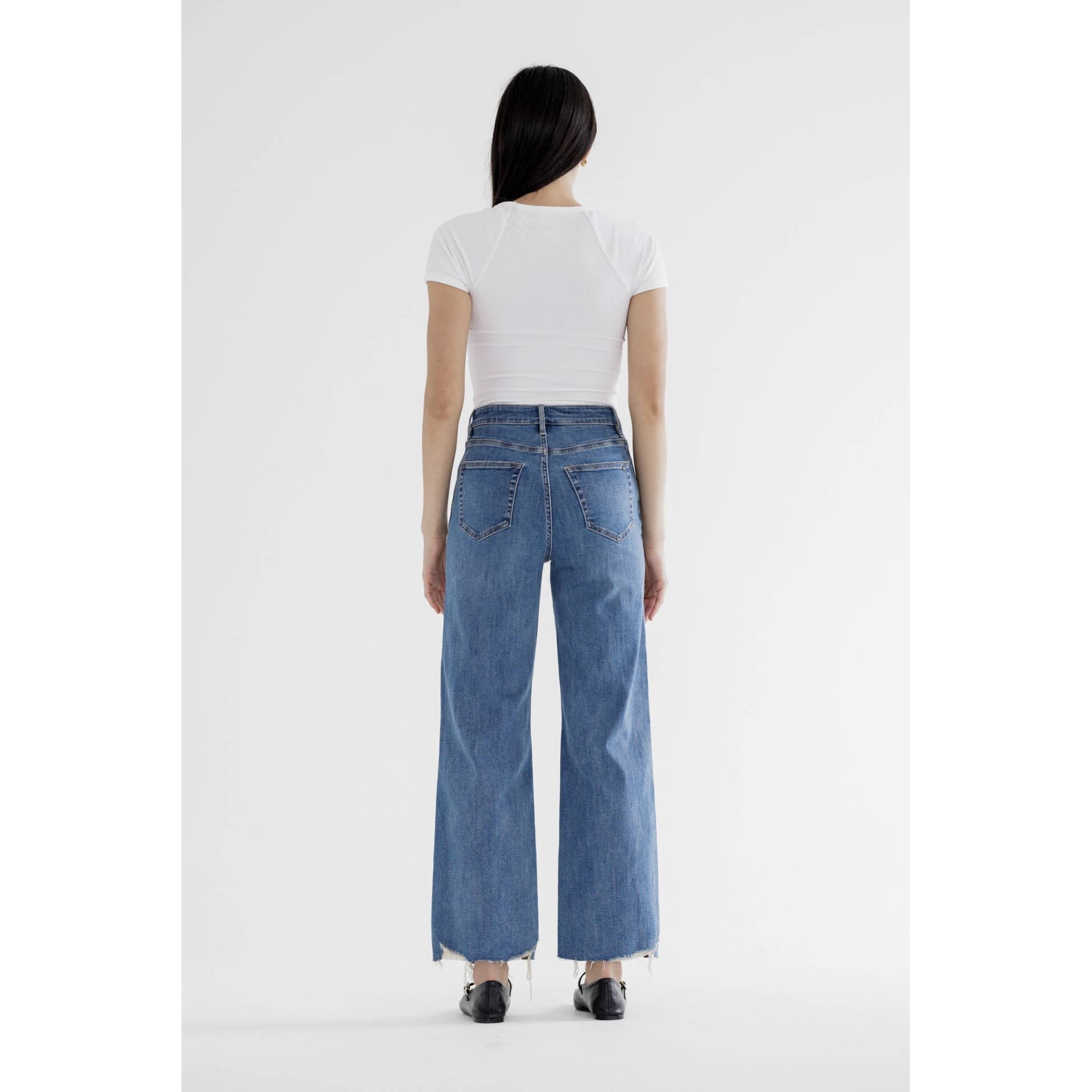 Medium Wash High Rise Wide Leg Jeans