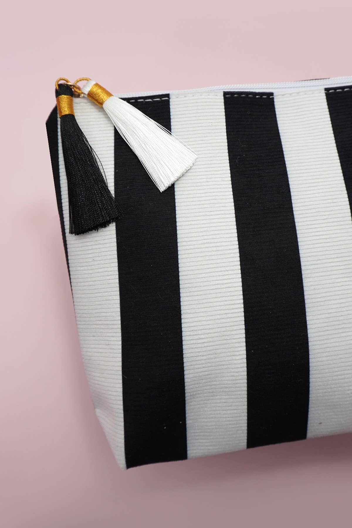 Striped Tassel Makeup Pouch