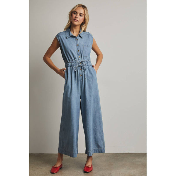 Denim Button Up Jumpsuit