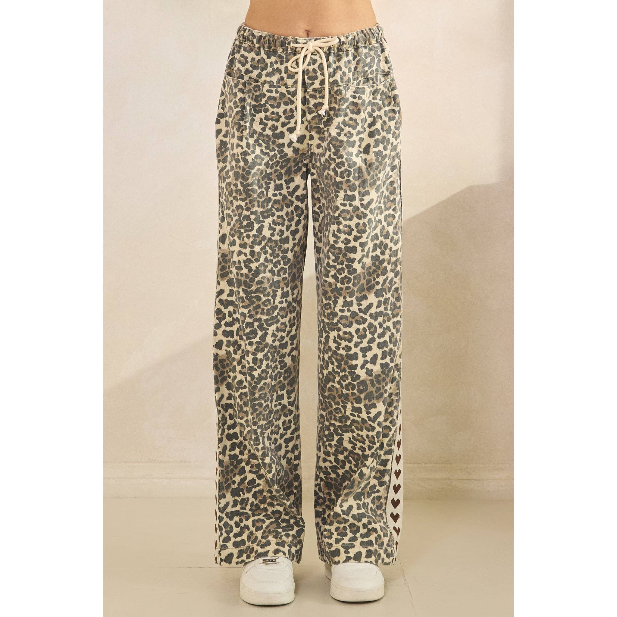Leopard Striped Wide-Leg Pants