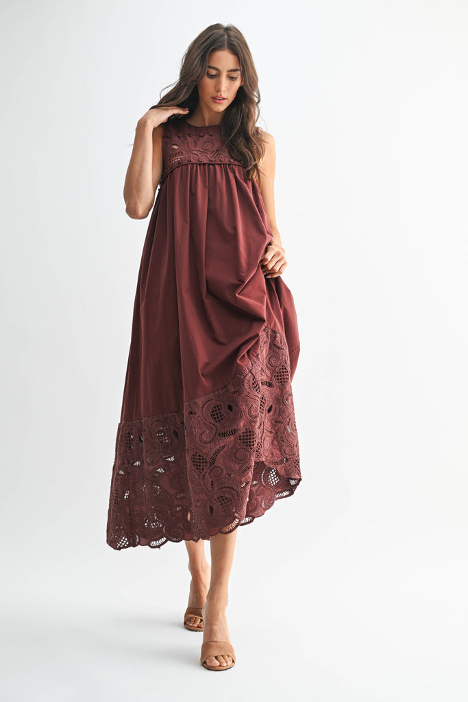 Boho Maxi Dress with Lace Details
