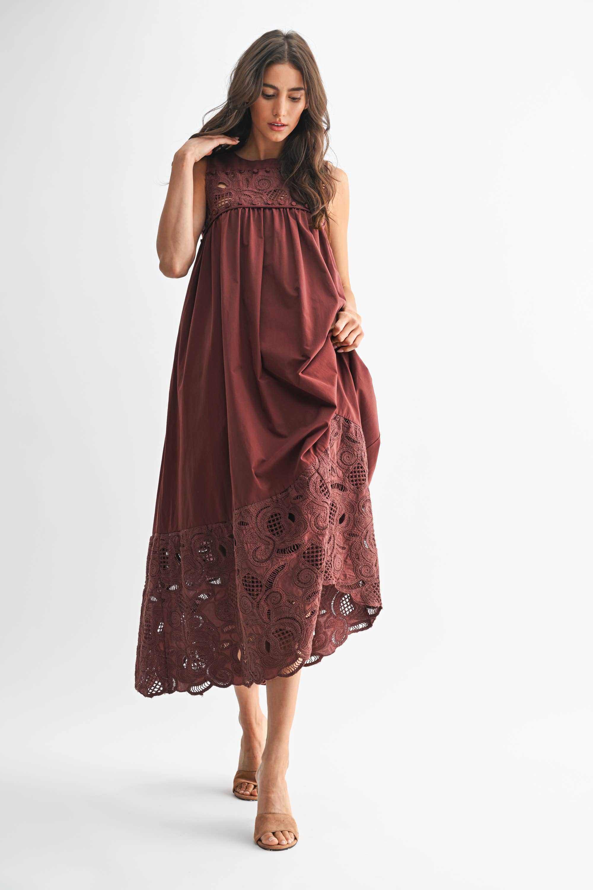 Boho Maxi Dress with Lace Details
