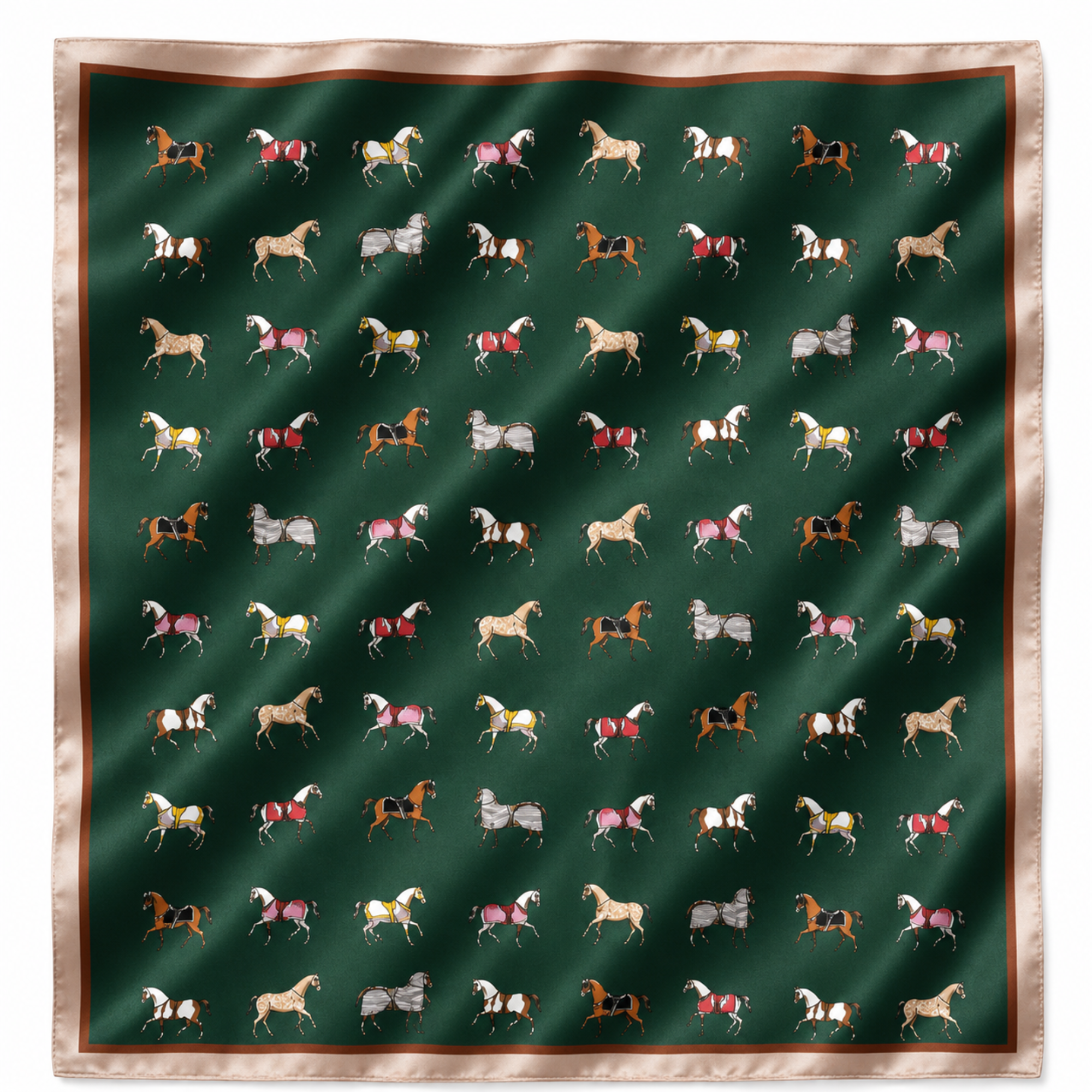 Equestrian Horse Print Satin Square Scarf