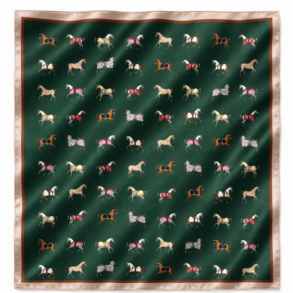 Equestrian Horse Print Satin Square Scarf