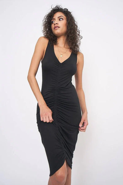 Project Social T Black Ruched Front Dress