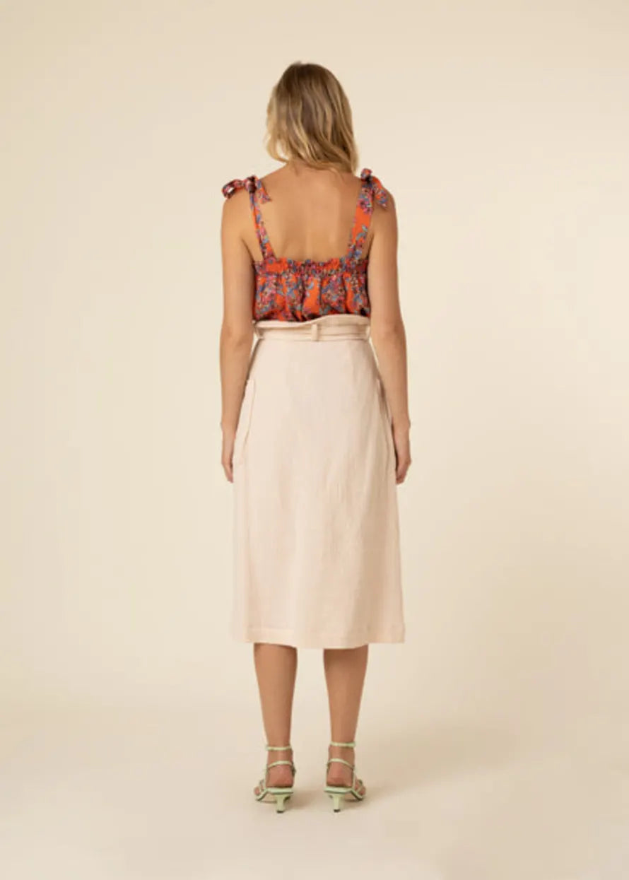 FRNCH Vera Burnt Orange Floral Tie Top