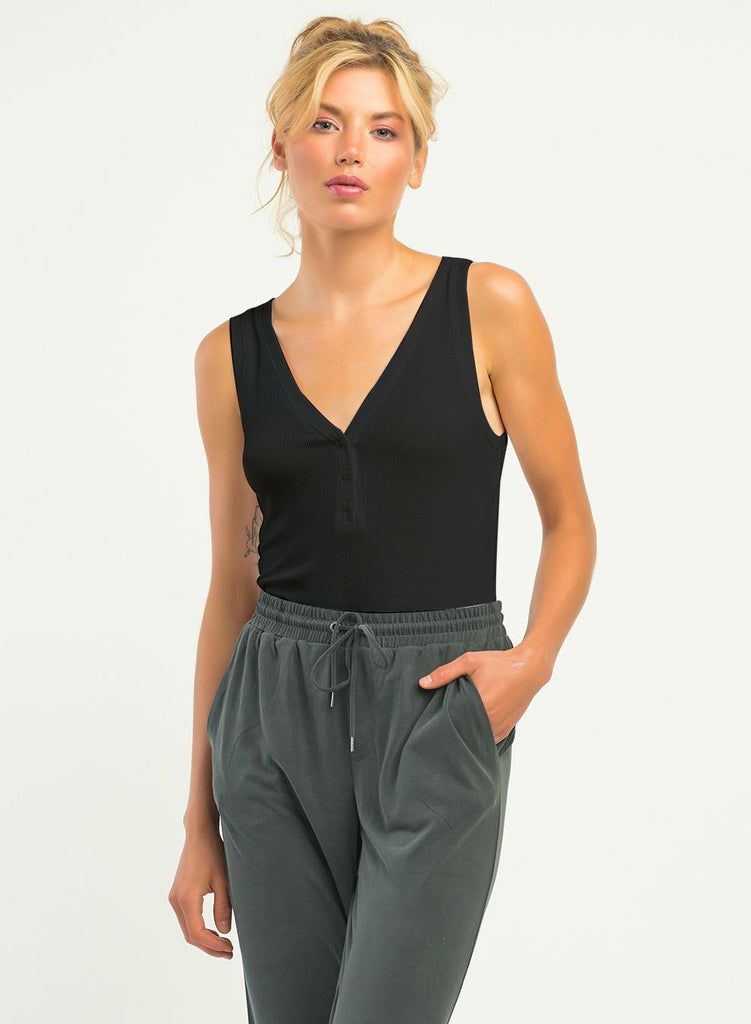Henley Ribbed Bodysuit
