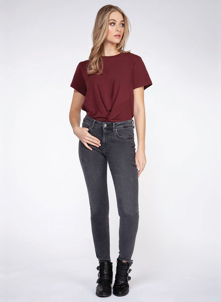 Charcoal Grey Mid Rise Skinny Jeans