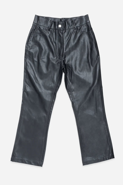 Deluc Harper Black Vegan Leather Ankle Pants