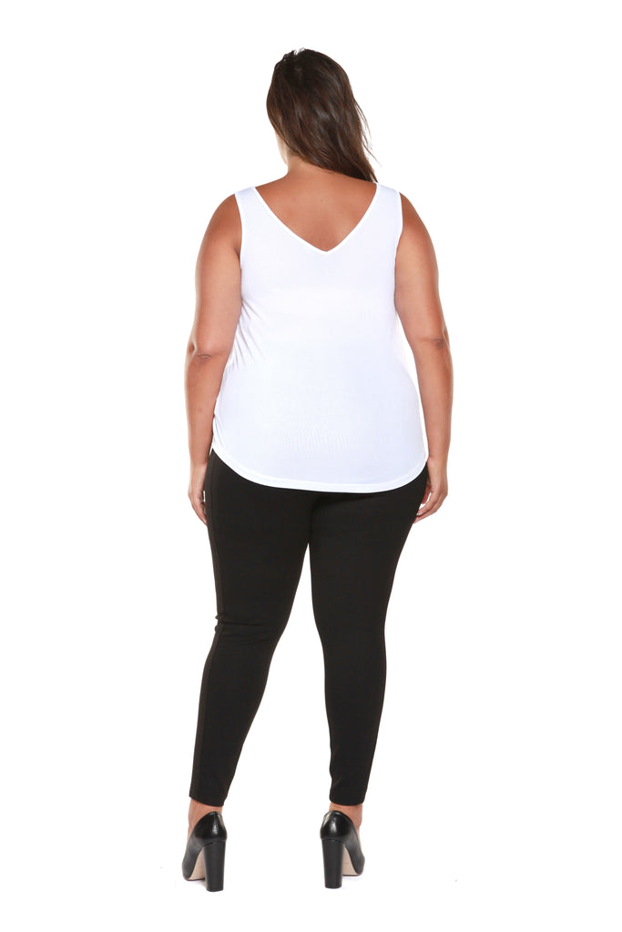 Plus Size White Sleeveless V-Neck Top