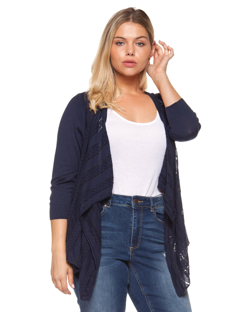 Plus Size Long Sleeve Midnight Blue Cardigan at MARIA VINCENT Boutique ...
