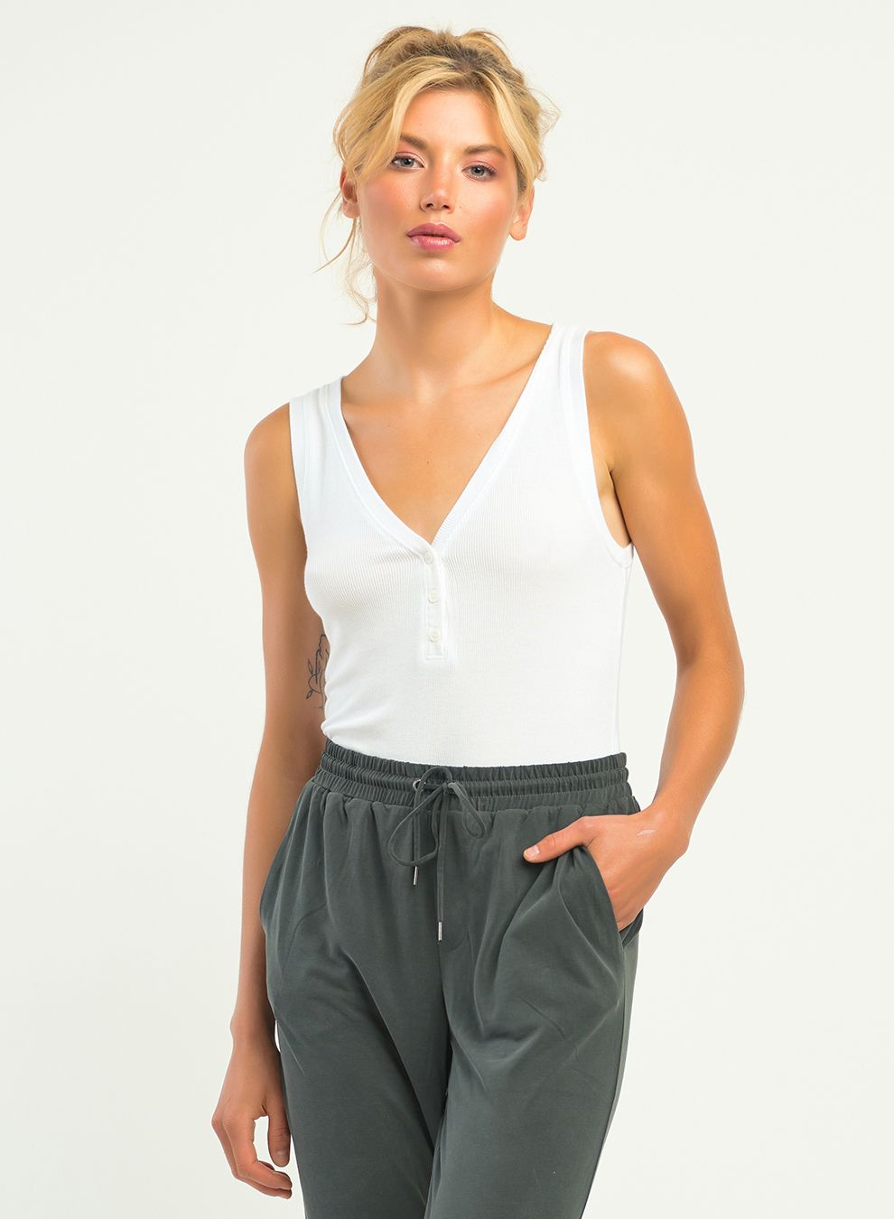 Henley Ribbed Bodysuit