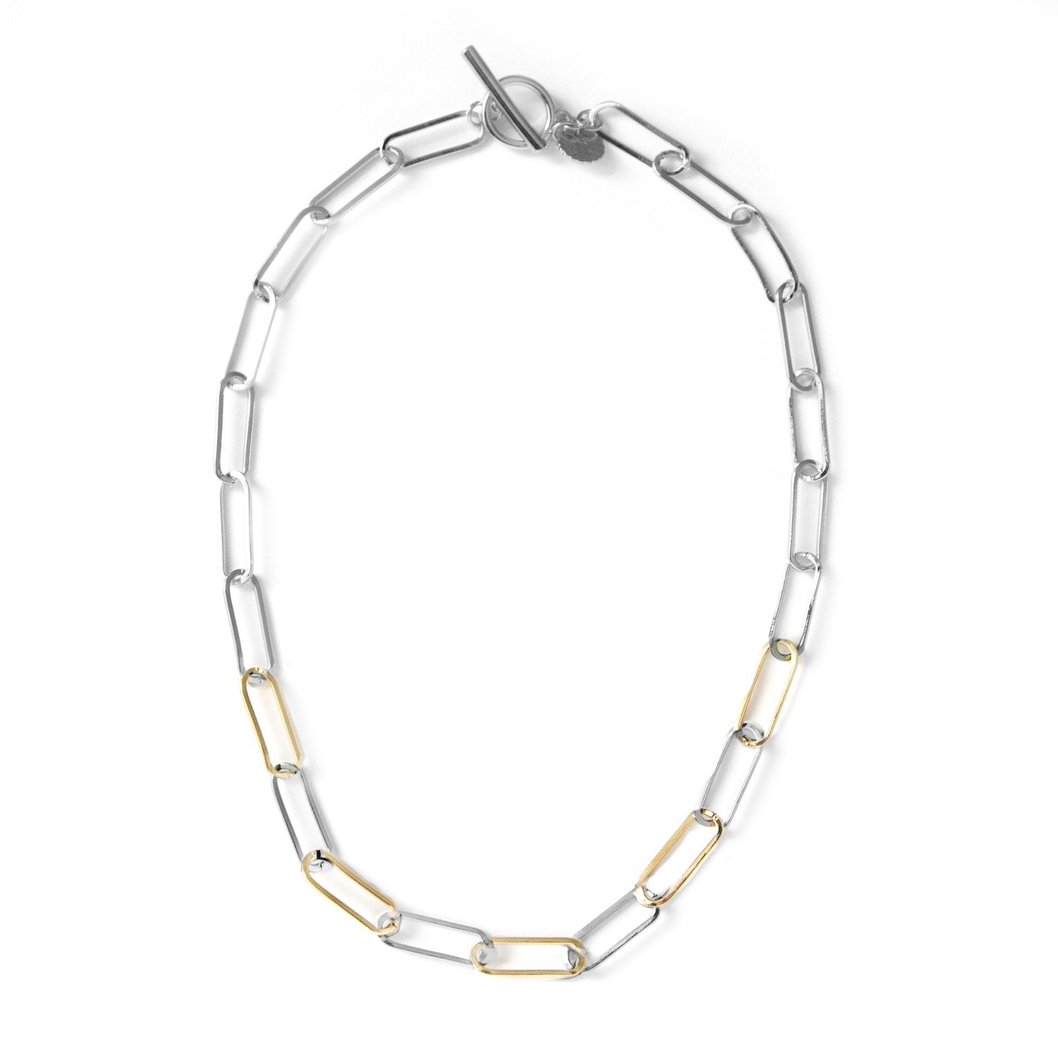 Marlyn Schiff Jewelry Silver/Gold Paperclip Necklace