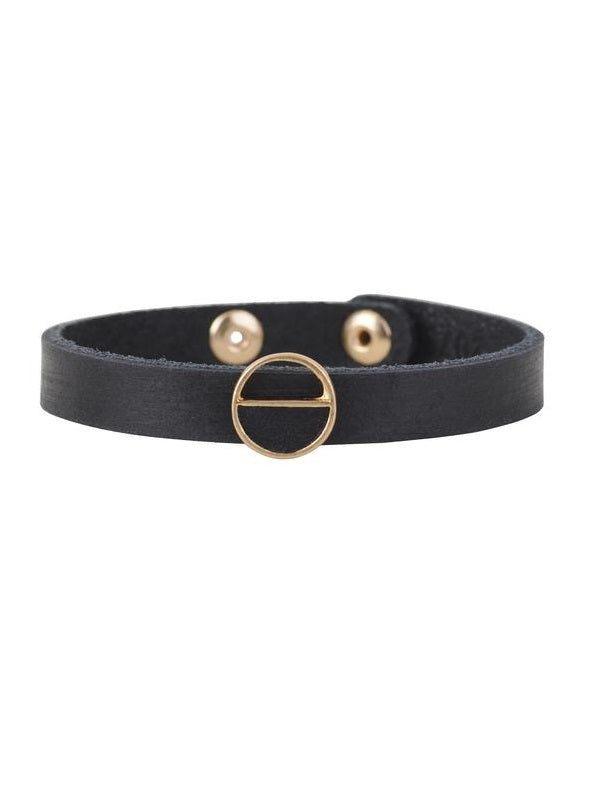 Leather Bracelet with Gold Accent