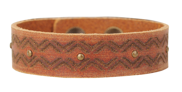 Tan Leather Cuff with Laser Tooling Design