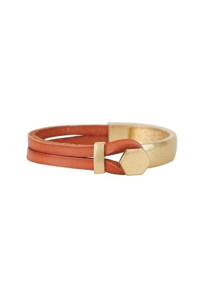 Polygon Clasp Leather Bracelet